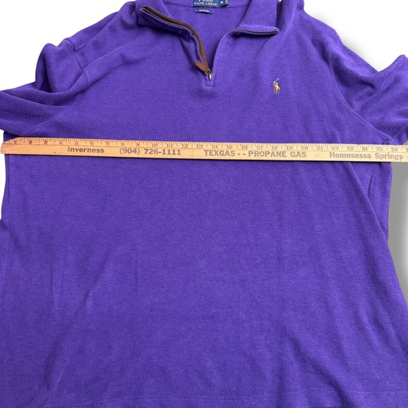 Polo Ralph Lauren Estate Rib Quarter Zip Pullover Sweatshirt Mens XL Purple - Picture 3 of 10